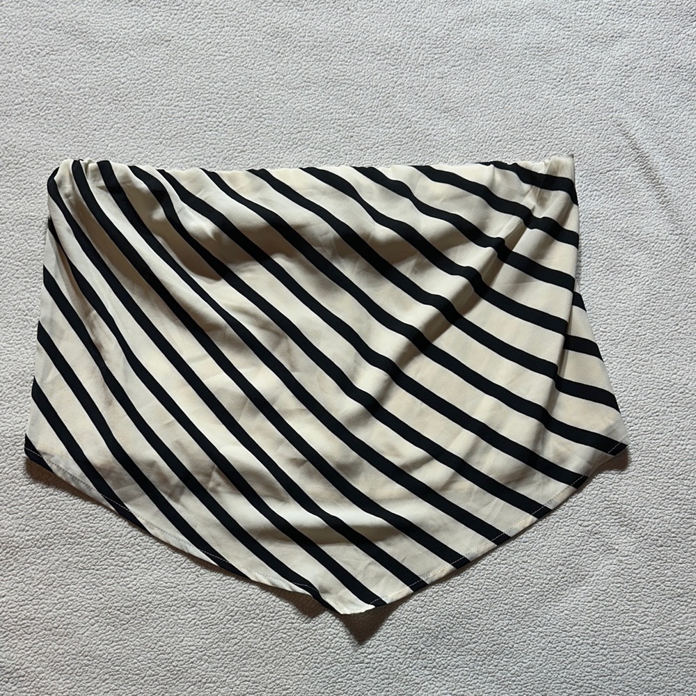 Abercrombie & Fitch Asymmetrical Black and Cream Striped Blouse